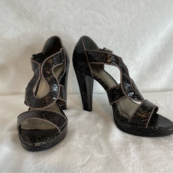 Coach Ivanah snakeskin print open toe heels shoes - Picture 2 of 11